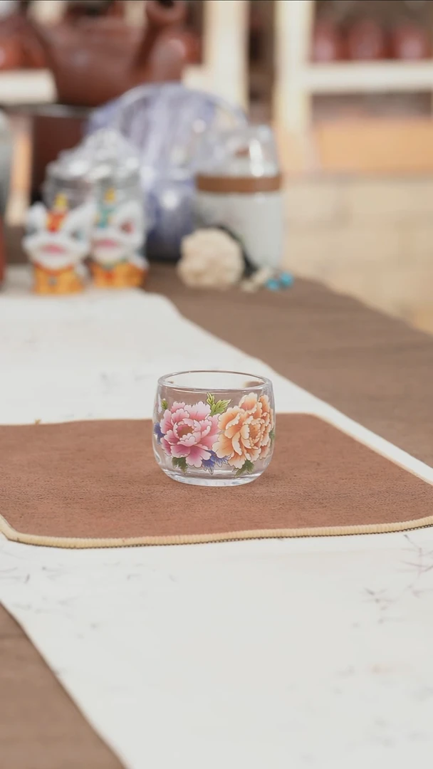 茶具茶具茶具@@牡丹玻璃杯