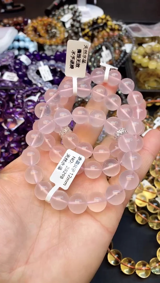 【闪购商品】水晶手串未镶嵌A10 粉水晶 12mm 多样性发其一