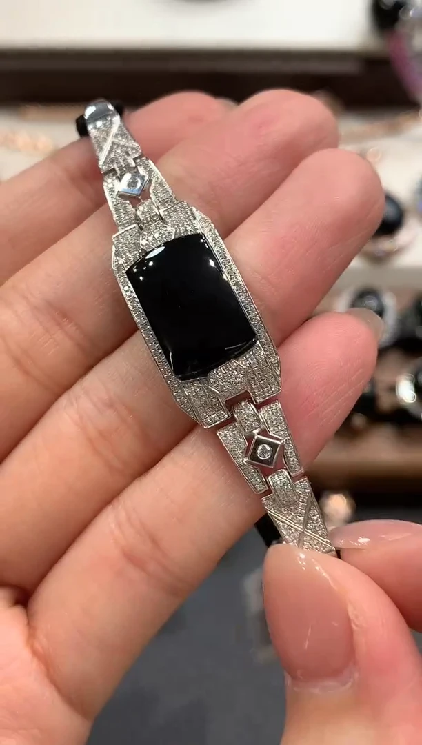 18K金镶嵌手链翡翠q77