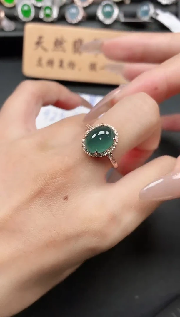 银S925镶嵌戒指翡翠11