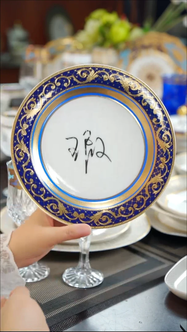 瓷片8.5寸反边盘1个