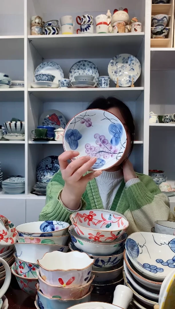 【闪购商品】钛合金日本进口蓝染葡萄小圆钵