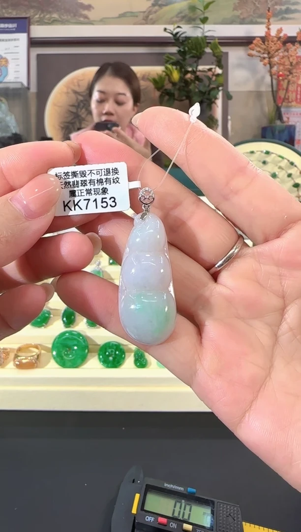 颈饰18K金镶嵌翡翠KK7153   富贵豆