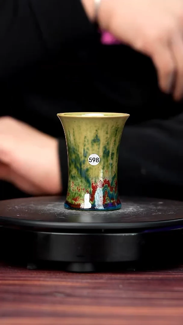 杯子瓷598#李盼龙一级品原矿钧瓷束腰杯