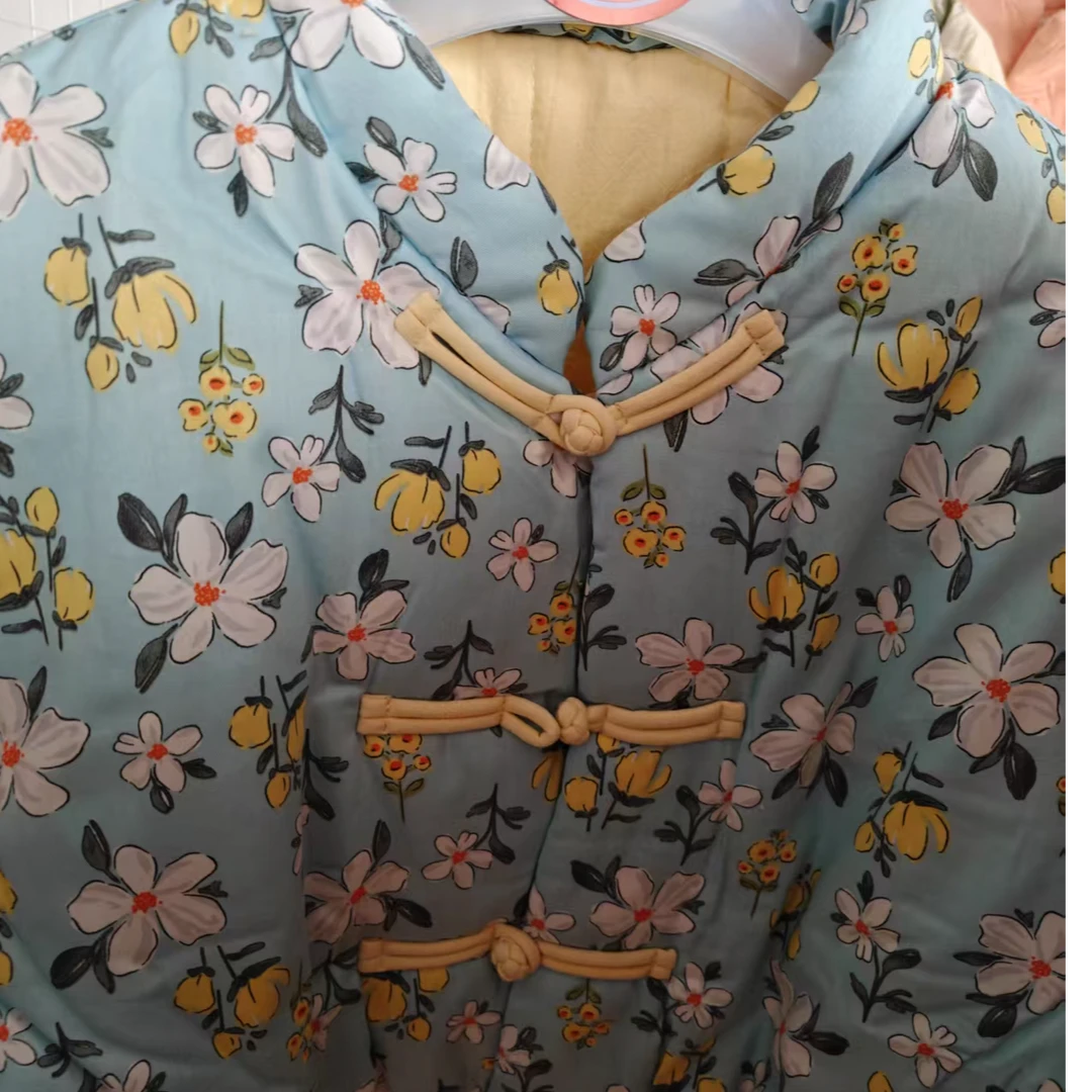 中国风手工棉花袄加厚保暖棉服印花棉衣纯棉妈妈冬装