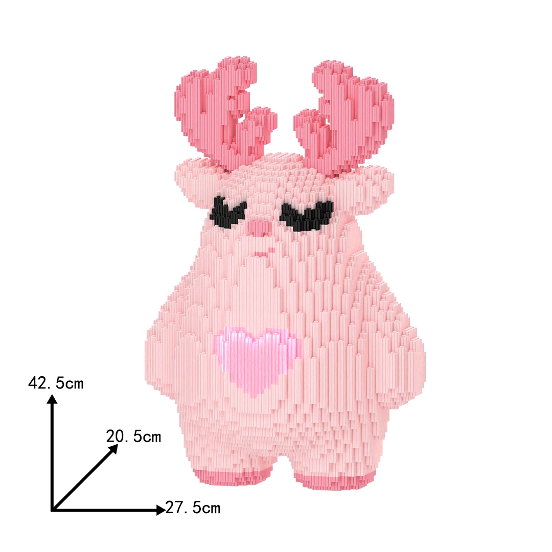 8MM大颗粒荧光爱心鹿益智积木男孩女孩玩具（无纸质图纸，介意慎拍）