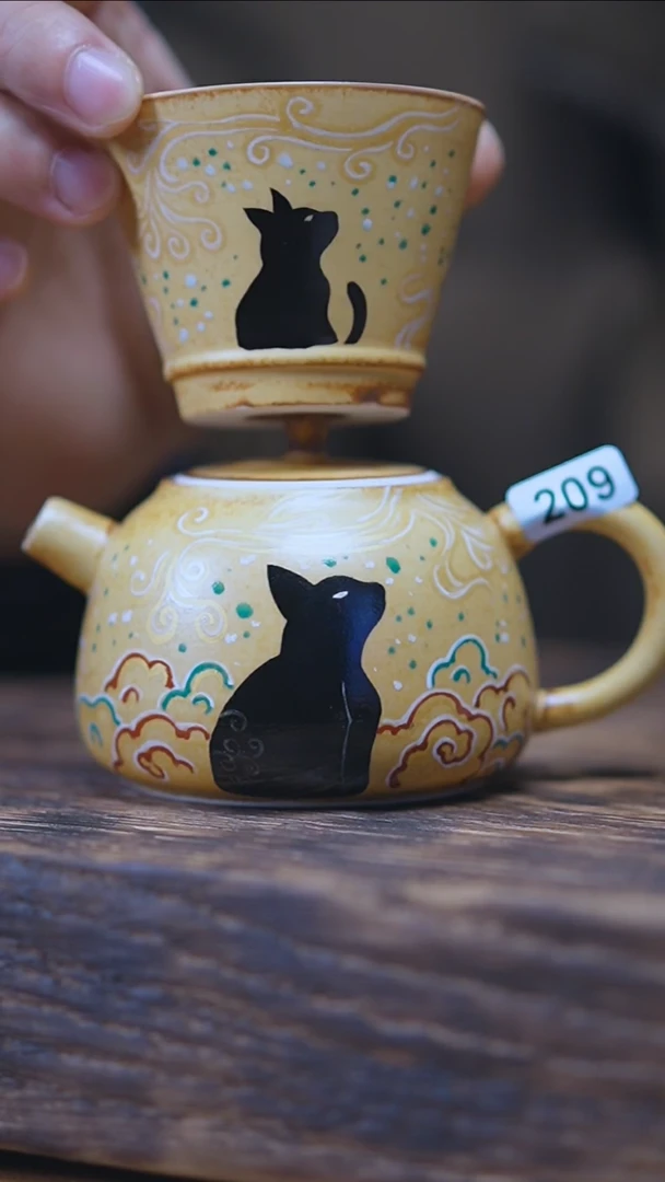 【闪购商品】209景德镇手绘玄猫套