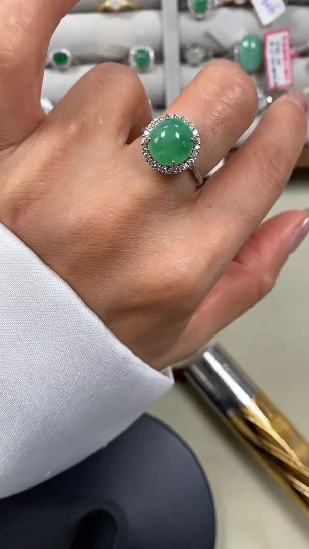 【闪购商品】翡翠戒指银S925镶嵌9574