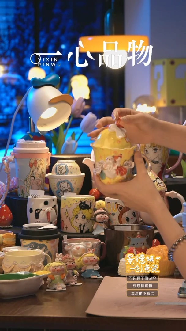 摆件 D081景德镇手工手绘杯子摆件