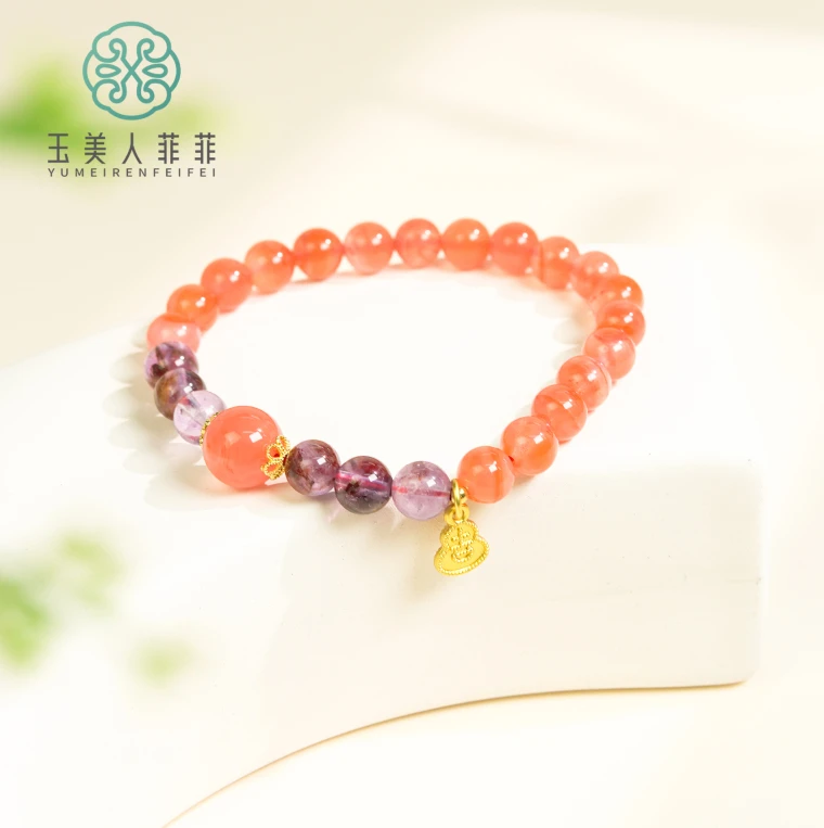 菲菲珠宝好/南红单圈圆珠手串约7mm/多样性发一