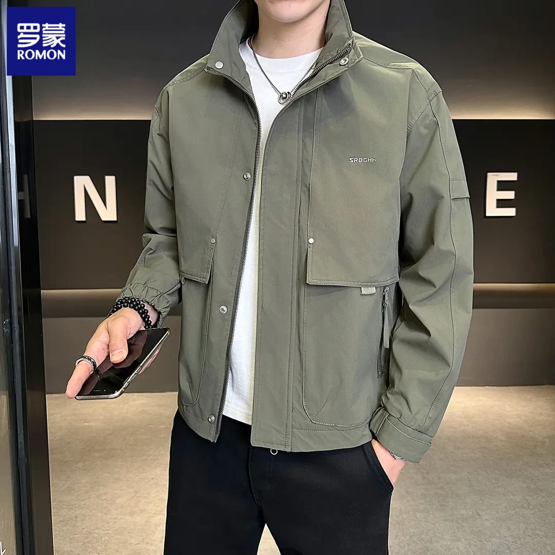 罗蒙春秋季男士潮流时尚宽松修身工装帅气韩版夏季男士工装夹克
