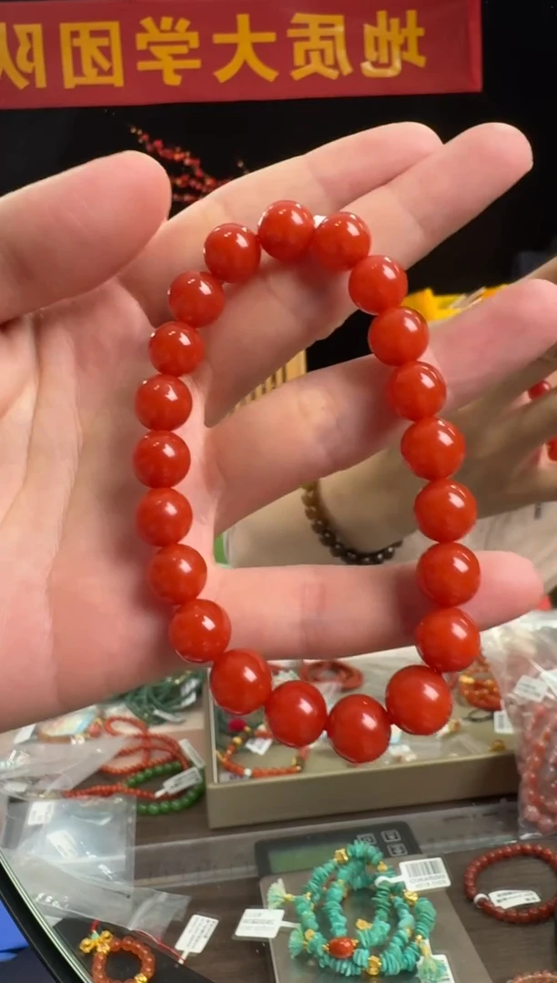 【闪购商品】南红玛瑙手串未镶嵌锦红满色满肉南红玛瑙圆珠
