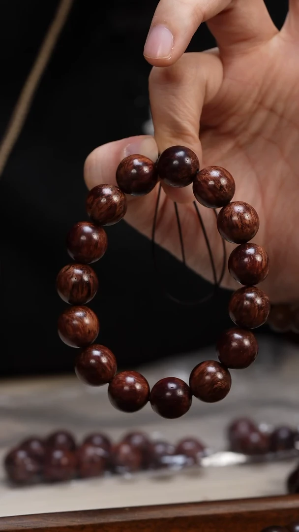 降真香手串/手链N**岭海南红降1.5圆珠单圈