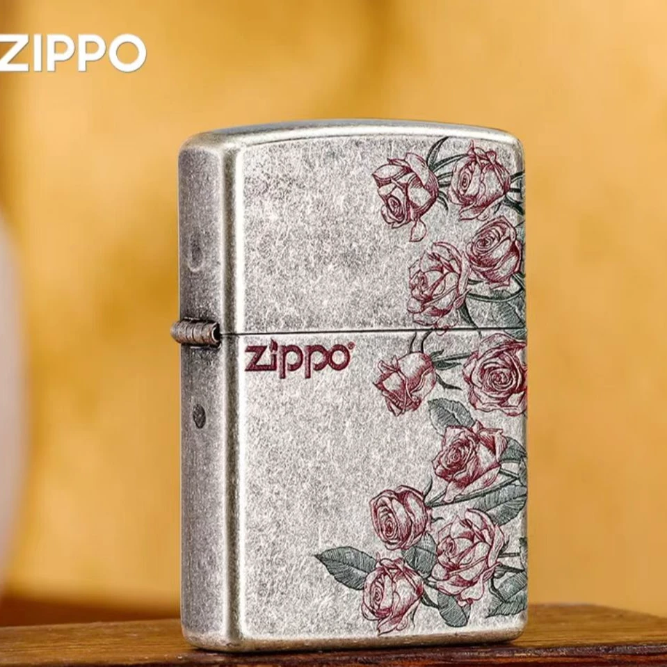 ZIPPO/之宝防风打火机古银热恋玫瑰彩印情人节送男友礼物