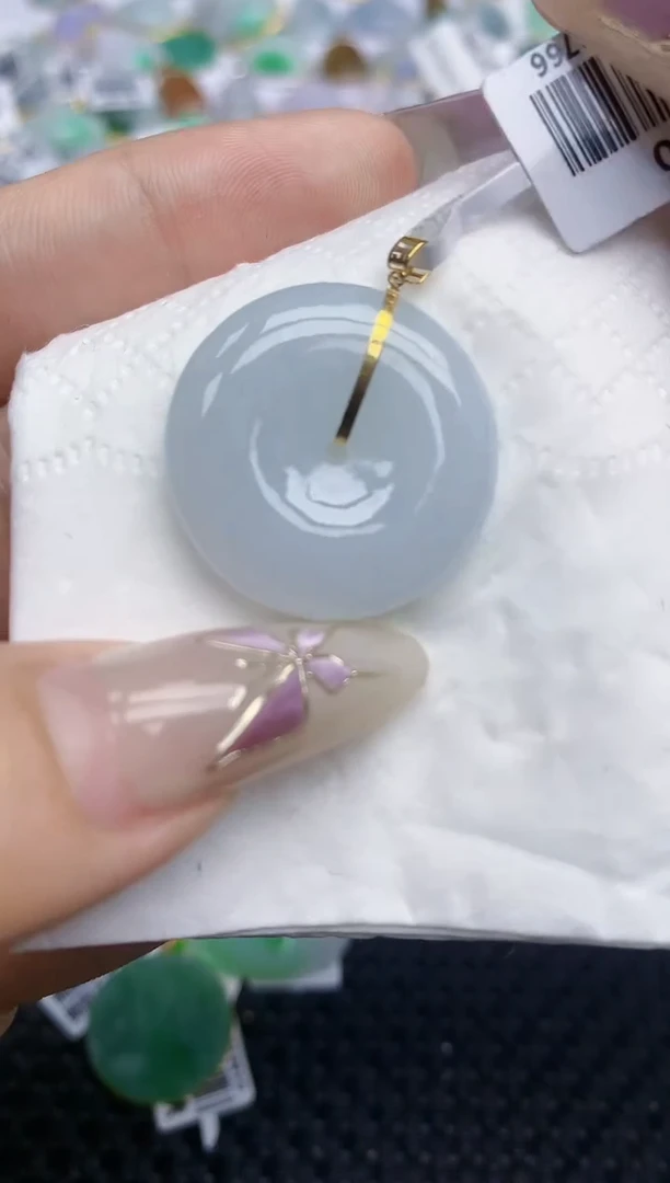 翡翠挂件18K金镶嵌189    天然翡翠A货