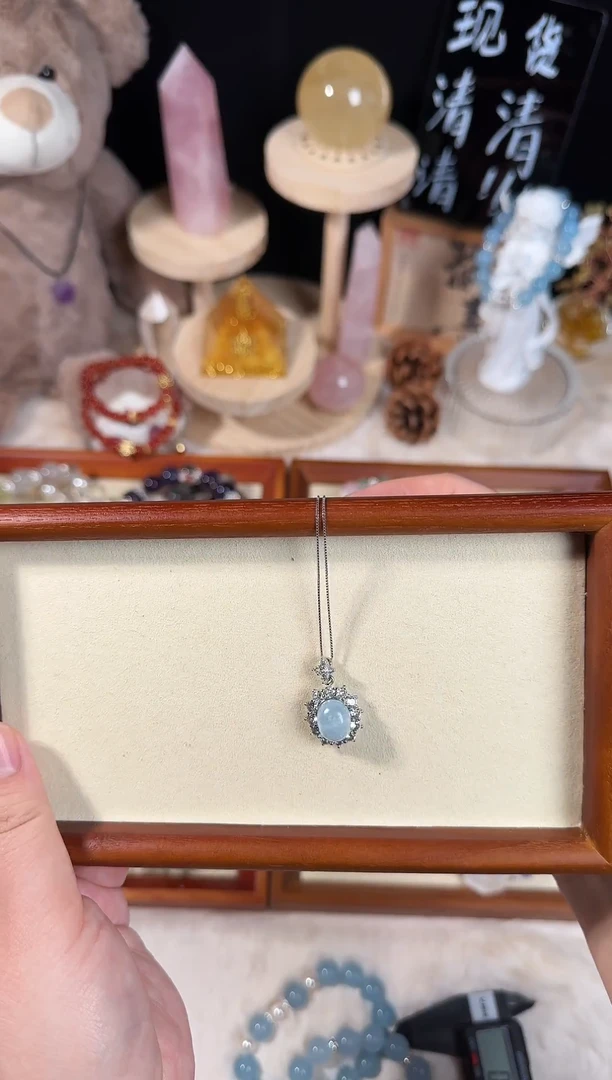 【闪购商品】水晶手链未镶嵌海蓝宝吊坠