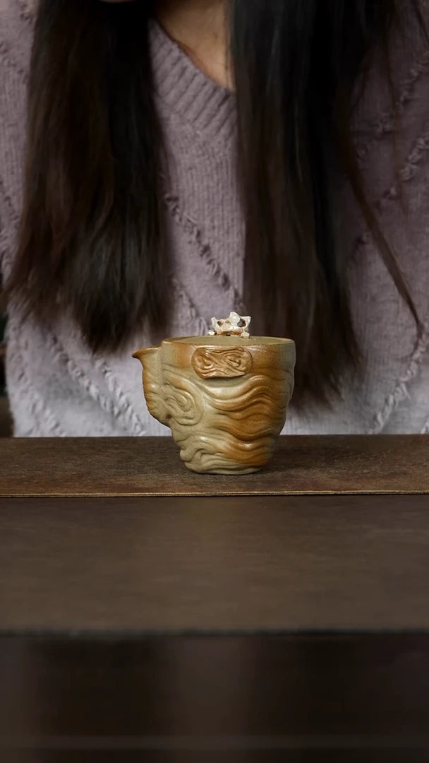 茶杯紫砂杯研所 流云手抓壶 段泥柴烧180-200cc