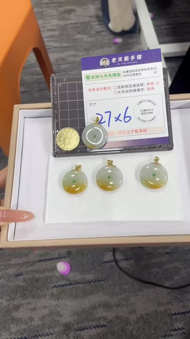 翡翠18K金镶嵌颈饰翡翠平安扣97配绳/多样性发其一CP