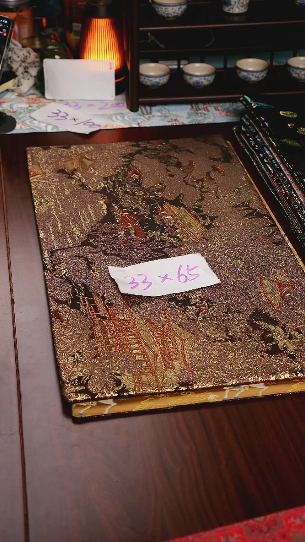 【西阵织登鹳雀楼红咖双面】中国风干泡织锦茶席33*65