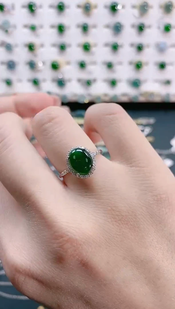 【闪购商品】翡翠戒指银S925镶嵌天然翡翠