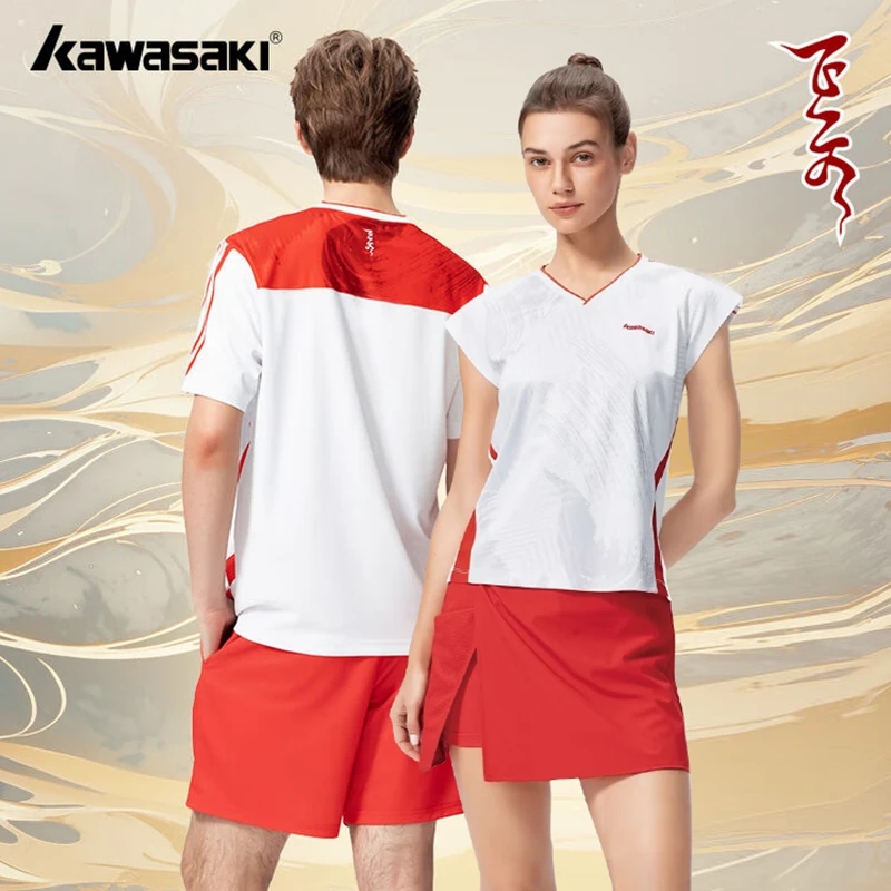 kawasaki/川崎飞天比赛系列男女专业羽毛球服运动T恤吸汗透气短袖