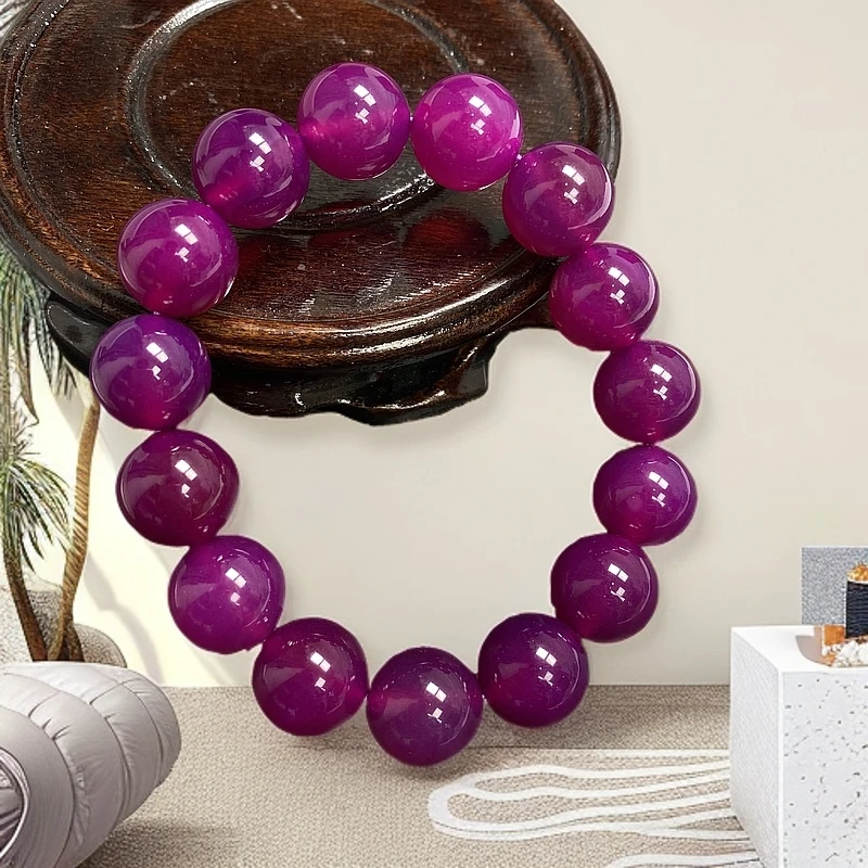 紫罗兰玛瑙玉石手串约14mm15颗