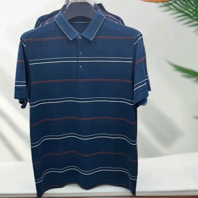 H01-40男士半袖条纹工装风商务修身商务短袖夏季男时尚男款Polo衫