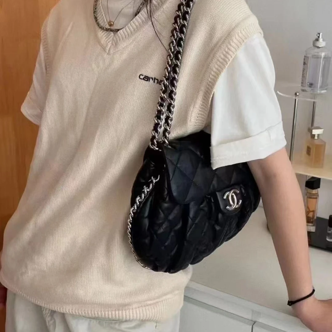 95新 Chanel/香奈儿 坤球奢选 香奈儿黑银南瓜包