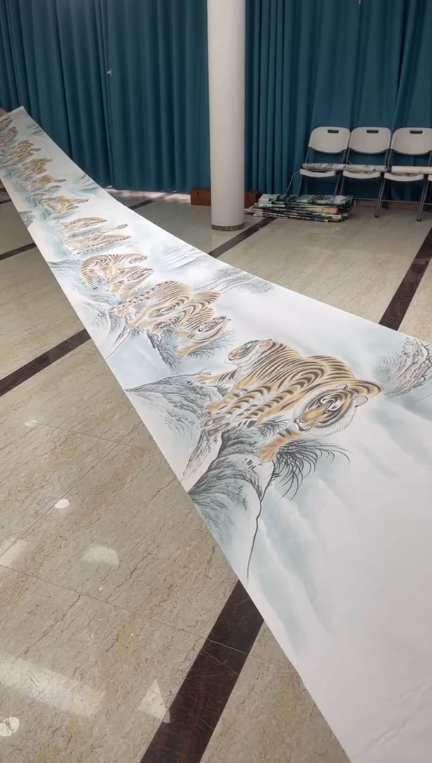 国画田博涛百虎图