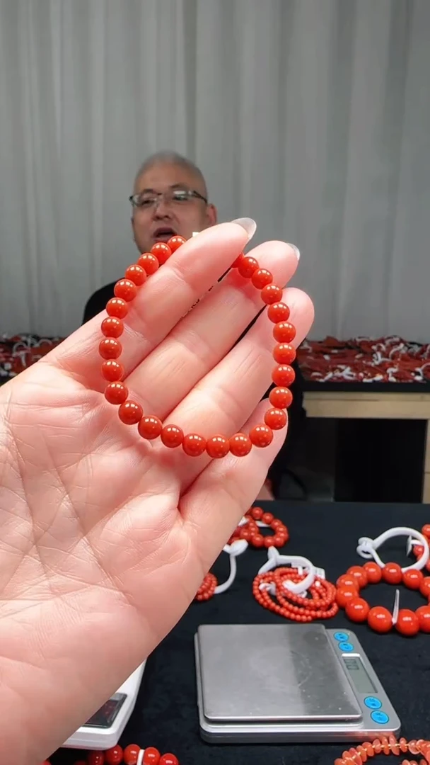 未镶嵌多样性发一件南红玛瑙【高货】柿锦红6mm保山圆珠单圈