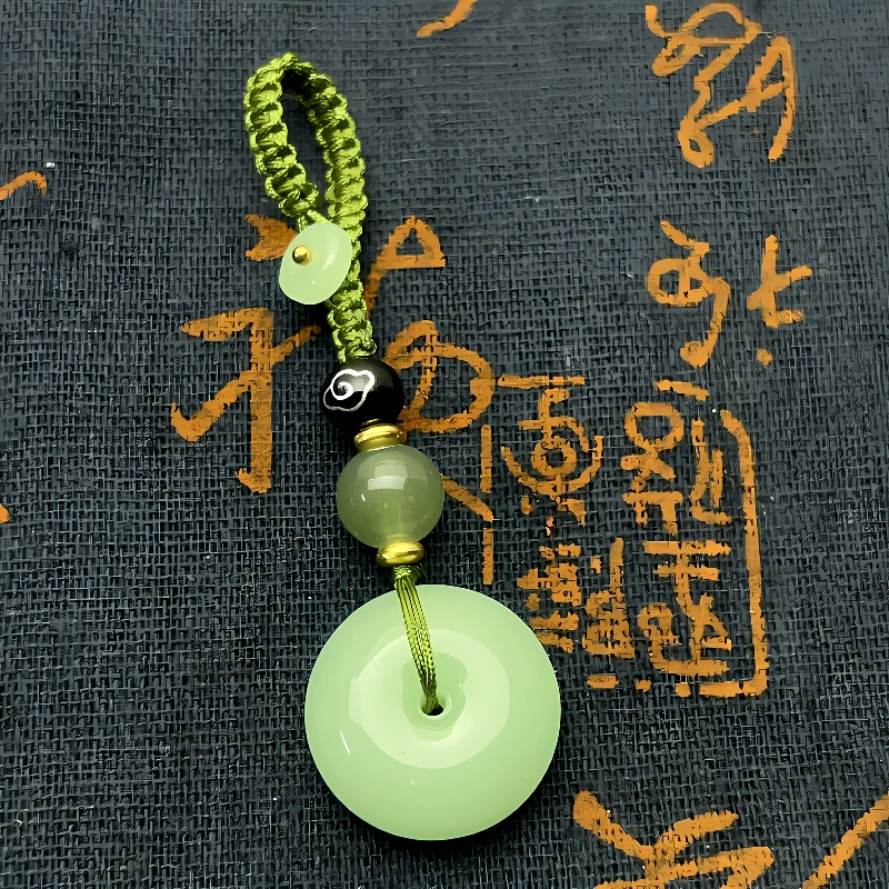 [吉运常伴]精美设计国潮风简约创意平安扣钥匙链挂饰小礼品ins风