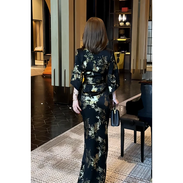 LUXURYMEMO【黑金美人】细节打磨肌理性时髦丰盈满分醋酸套装