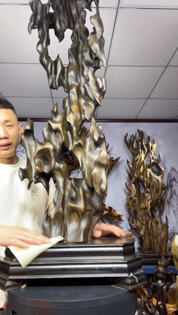 金丝楠木雕款平**人金丝楠木工艺品摆件