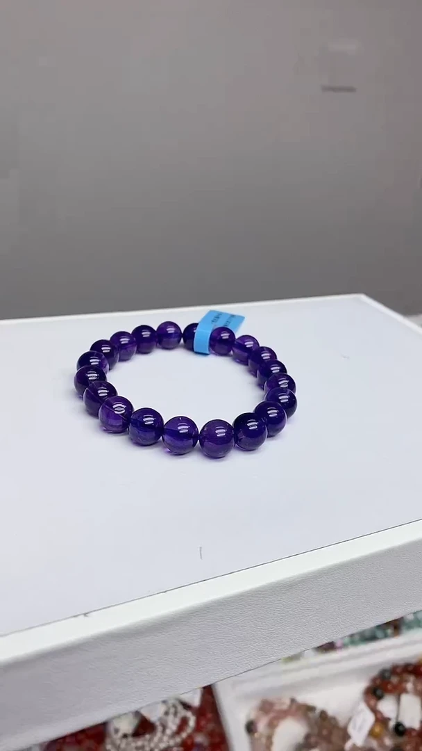 【闪购商品】水晶手串未镶嵌乌拉圭紫水晶品质手串卡9.8