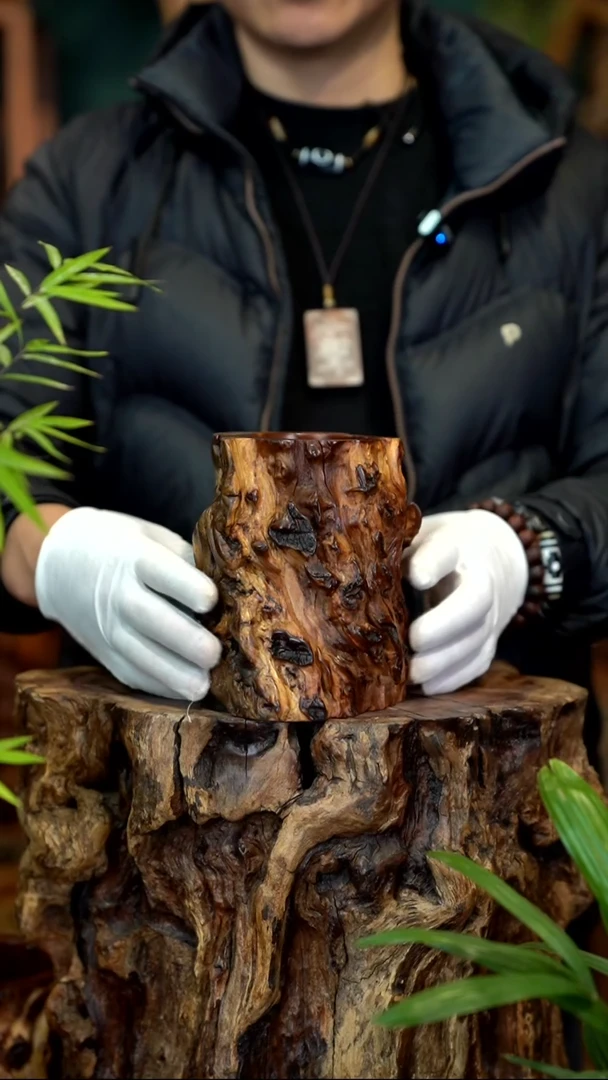 木雷击枣木脱骨老料笔筒