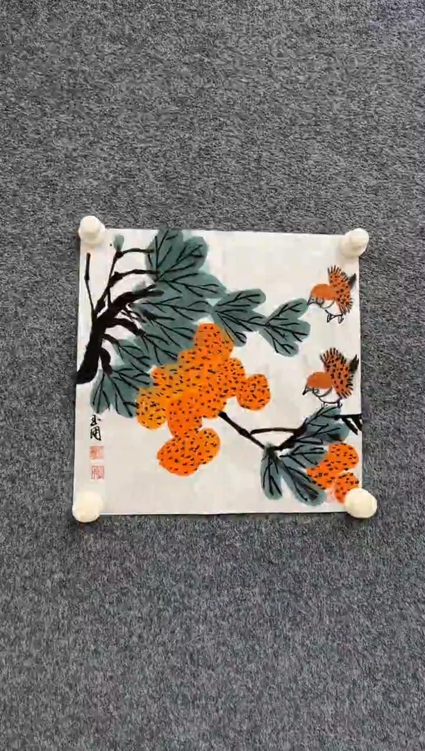 国画花鸟斗方国画-001
