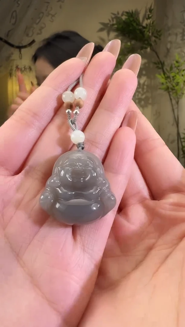 【闪购商品】和田玉颈饰未镶嵌30mm烟紫佛公