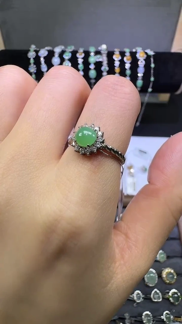 银S925镶嵌戒指翡翠戒指14