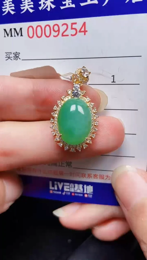 翡翠银S925镶嵌颈饰9254