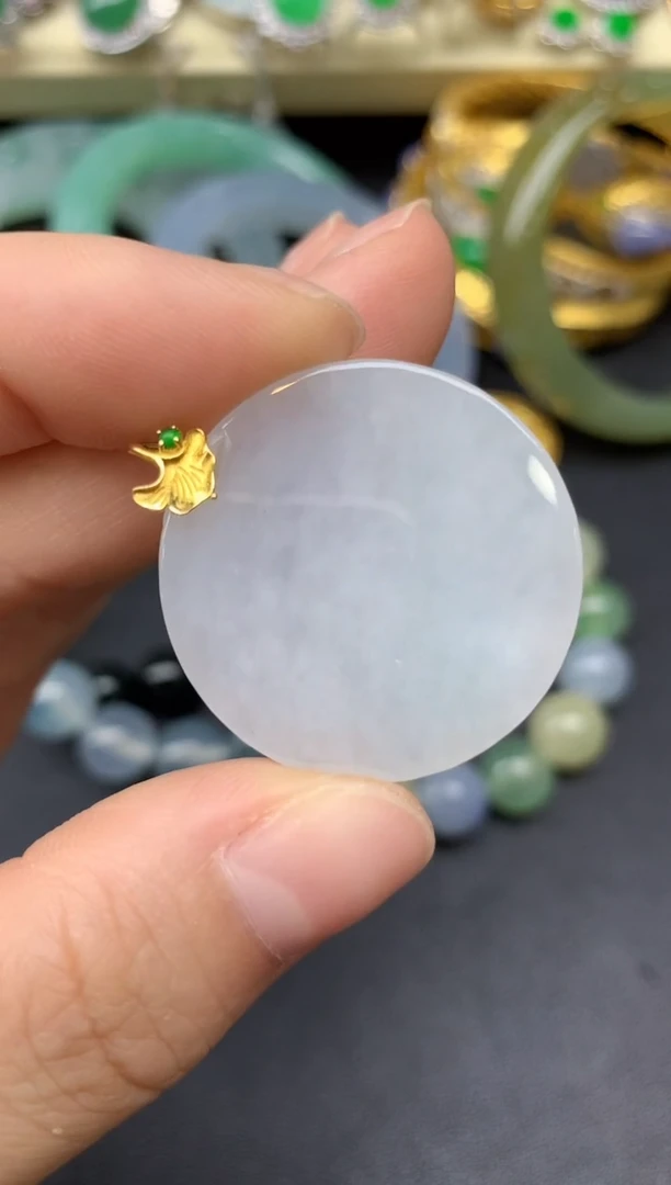 颈饰18K金镶嵌翡翠121-雪姐翡翠天天见