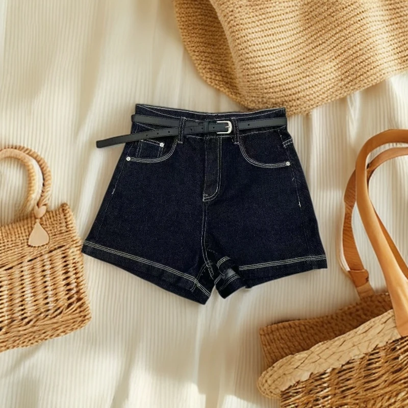 7003牛仔短裤女款显瘦高腰百搭简约牛仔短裤