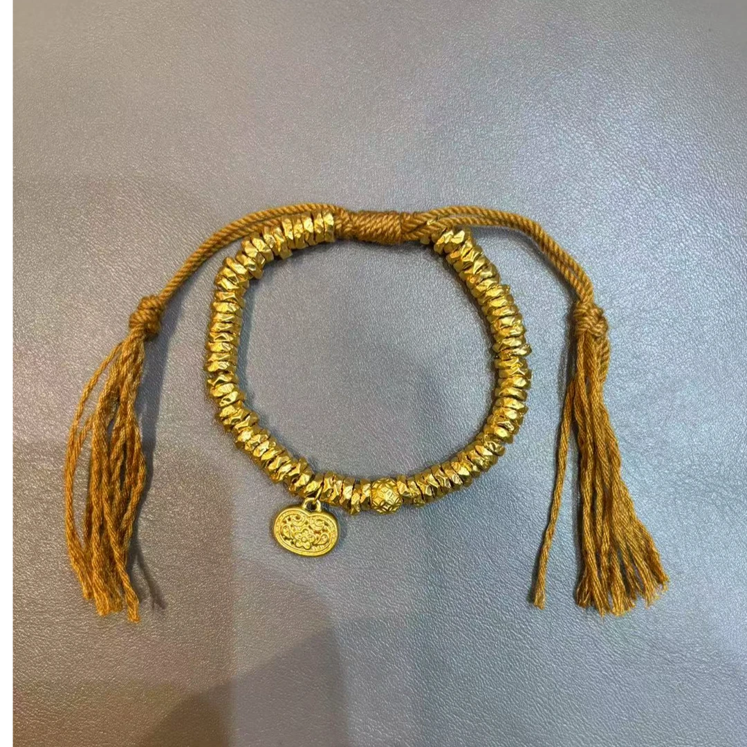 【X甄芝系列】足金 有钱花盘缠黄手绳