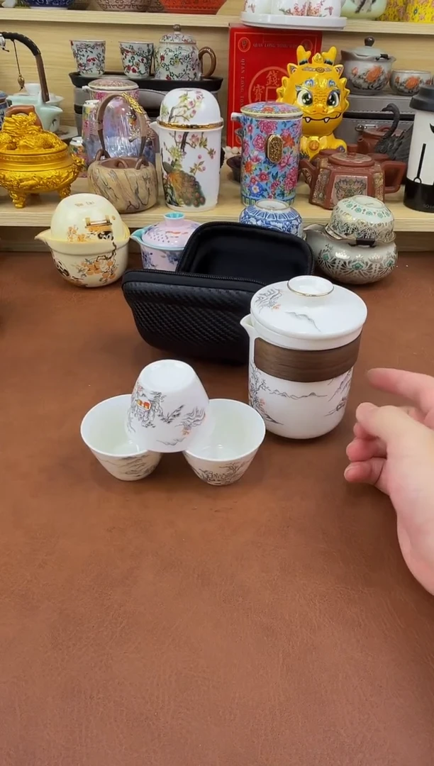 陶瓷茶具摆件旅行套组