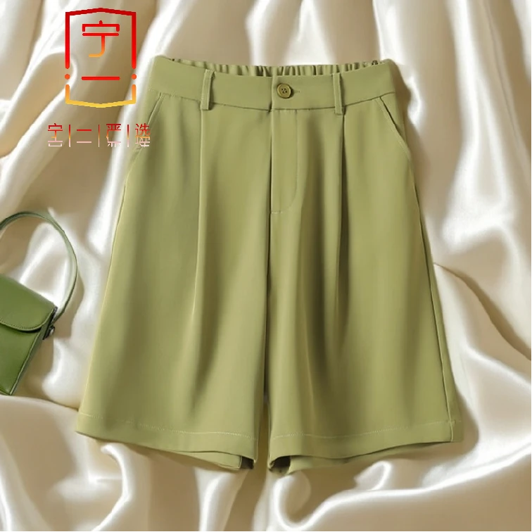 【宁一女装】时尚洋气显瘦短裤女夏高腰薄款直筒休闲a字阔腿裤雪纺