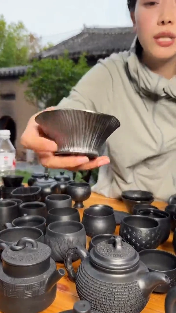神农黑陶荷叶茶漏