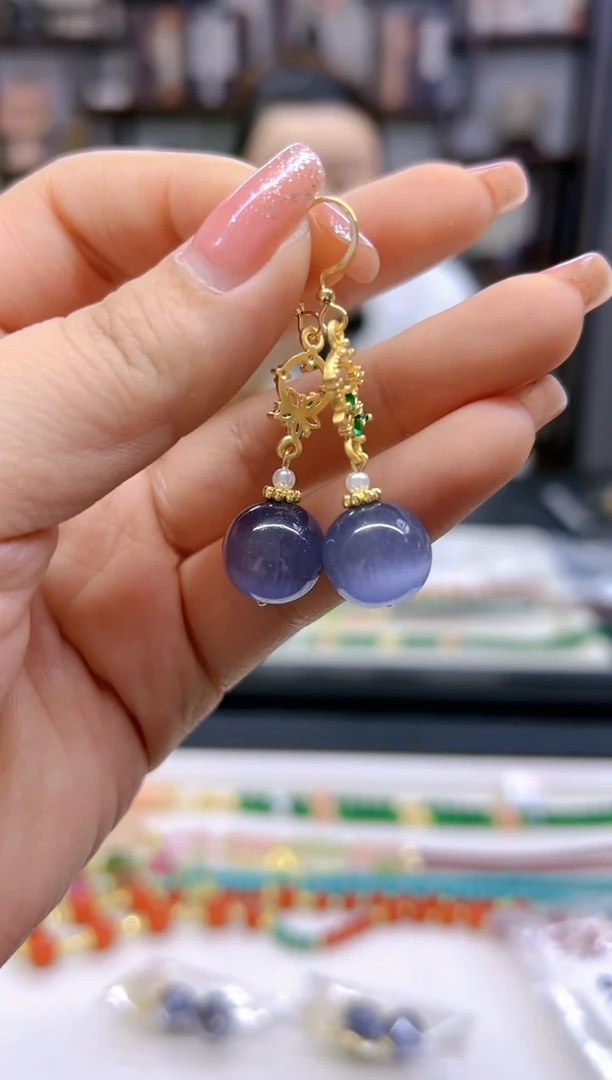 【闪购商品】碧玺猫眼耳饰14K金镶嵌E720