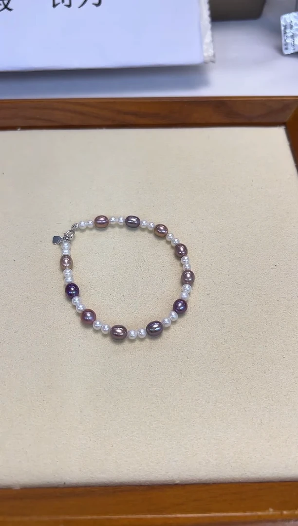 银S925镶嵌手绳淡水珍珠糖果