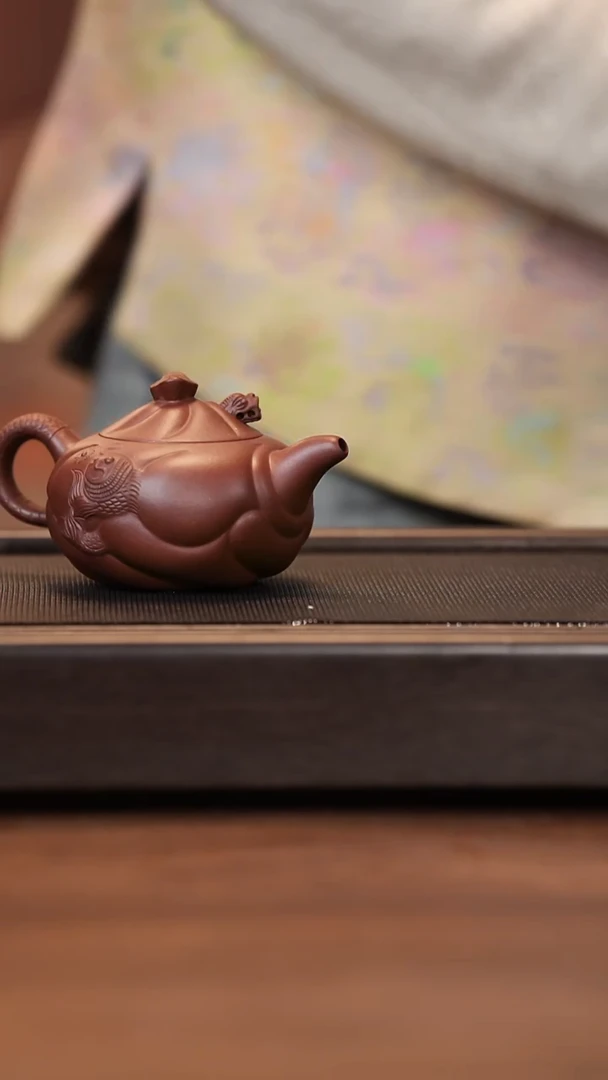 茶壶紫砂月亮紫砂 鱼化龙