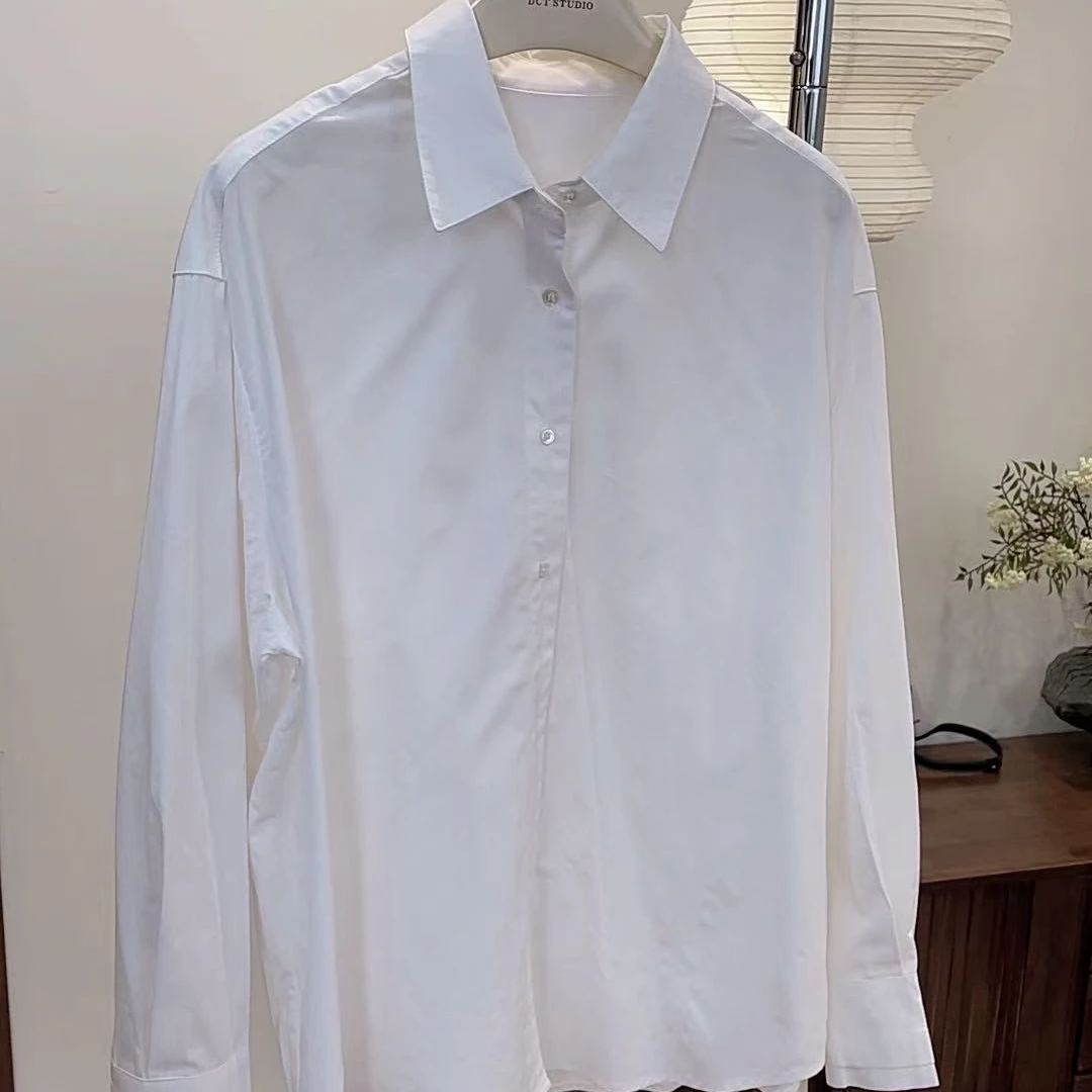 衬衫-258198长袖简约慵懒风翻领