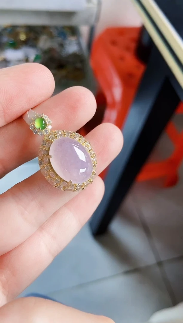 翡翠银S925镶嵌颈饰45689